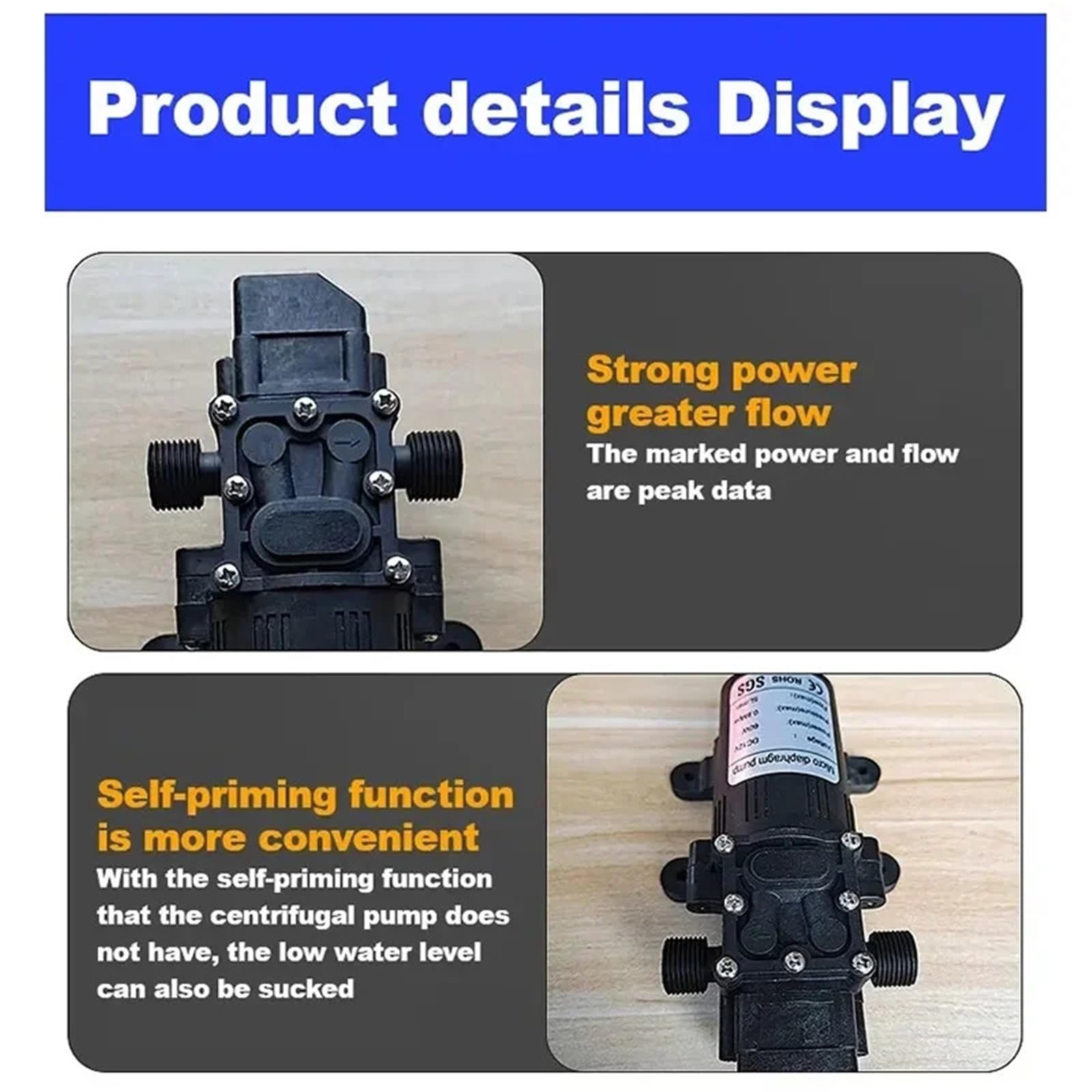 Amazon.co.jp: ダイヤフラムポンプ、 DC 12V 60W 5L/分 高圧
